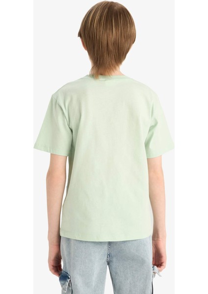 Erkek Çocuk Bisiklet Yaka Baskılı Kısa Kollu Tişört E6310A825HS