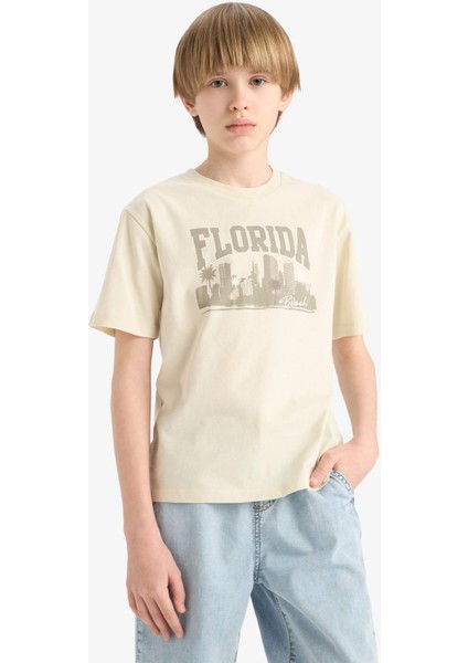 Erkek Çocuk Bisiklet Yaka Baskılı Kısa Kollu Tişört E6320A825HS