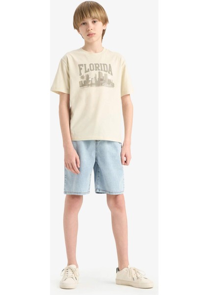 Erkek Çocuk Bisiklet Yaka Baskılı Kısa Kollu Tişört E6320A825HS