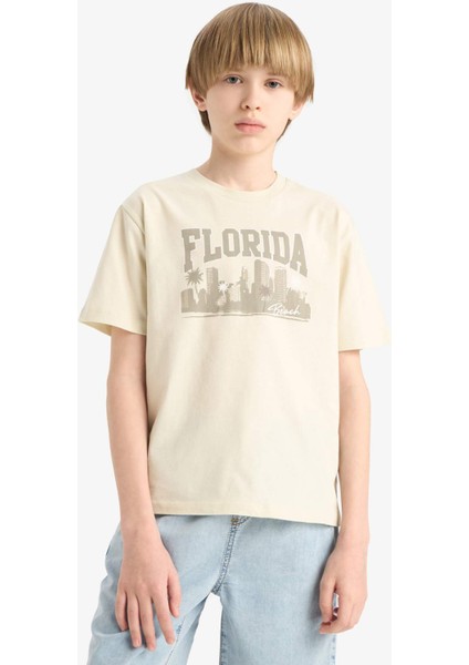 Erkek Çocuk Bisiklet Yaka Baskılı Kısa Kollu Tişört E6320A825HS