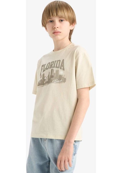 Erkek Çocuk Bisiklet Yaka Baskılı Kısa Kollu Tişört E6320A825HS