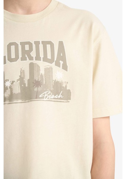 Erkek Çocuk Bisiklet Yaka Baskılı Kısa Kollu Tişört E6320A825HS