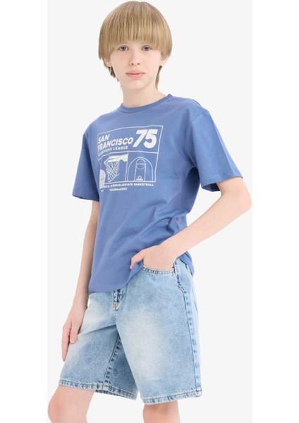 Erkek Çocuk Bisiklet Yaka Baskılı Kısa Kollu Tişört E6309A825HS