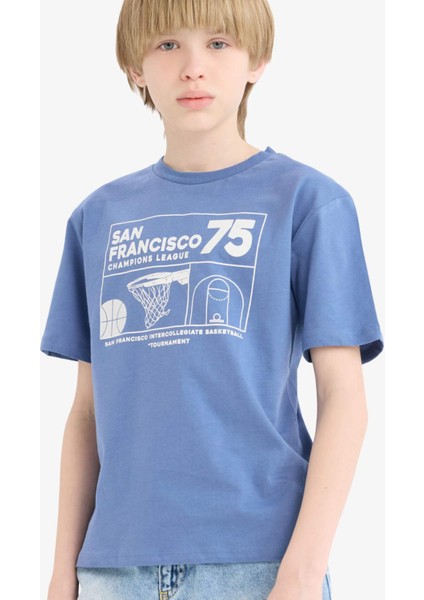 Erkek Çocuk Bisiklet Yaka Baskılı Kısa Kollu Tişört E6309A825HS