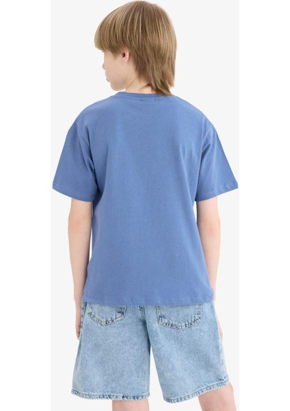 Erkek Çocuk Bisiklet Yaka Baskılı Kısa Kollu Tişört E6309A825HS