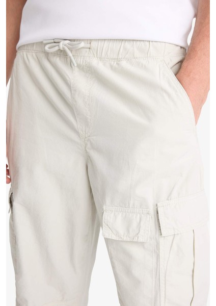 %100 Pamuk Bol Rahat Kesim Wide Leg Kargo Cepli Geniş Paça Yazlık Pantolon E6983AX25SP