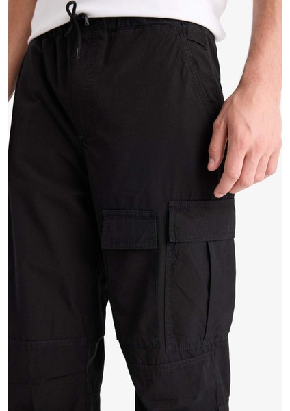 %100 Pamuk Bol Rahat Kesim Wide Leg Kargo Cepli Geniş Paça Yazlık Pantolon E6983AX25SP