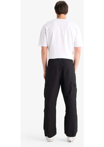 %100 Pamuk Bol Rahat Kesim Wide Leg Kargo Cepli Geniş Paça Yazlık Pantolon E6983AX25SP