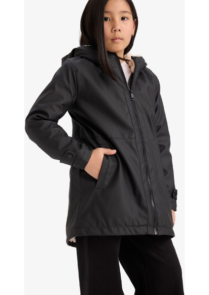 Kız Çocuk Su Geçirmez Kapüşonlu Fermuarlı Yağmurluk C5229A825AU