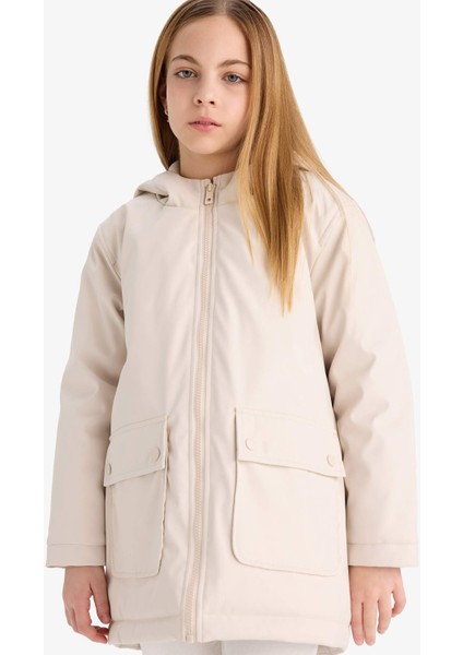 Kız Çocuk Su Geçirmez Kapüşonlu Fermuarlı Yağmurluk C5228A825AU