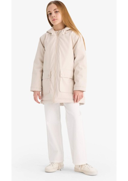 Kız Çocuk Su Geçirmez Kapüşonlu Fermuarlı Yağmurluk C5228A825AU