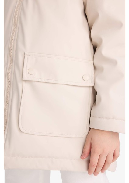 Kız Çocuk Su Geçirmez Kapüşonlu Fermuarlı Yağmurluk C5228A825AU