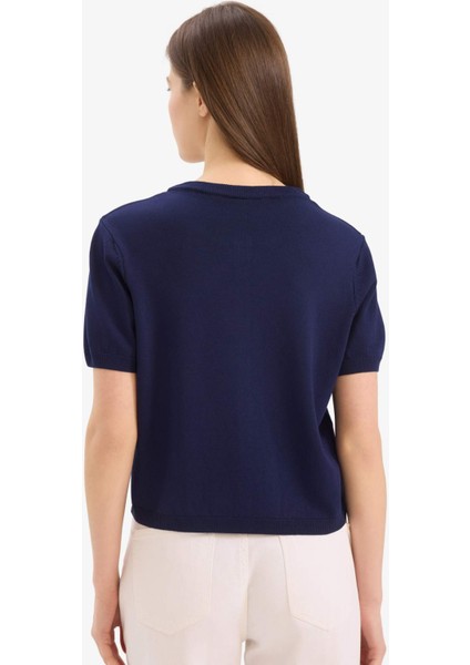 Regular Fit Bisiklet Yaka Basic Düz Triko Hırka E5770AX25SM