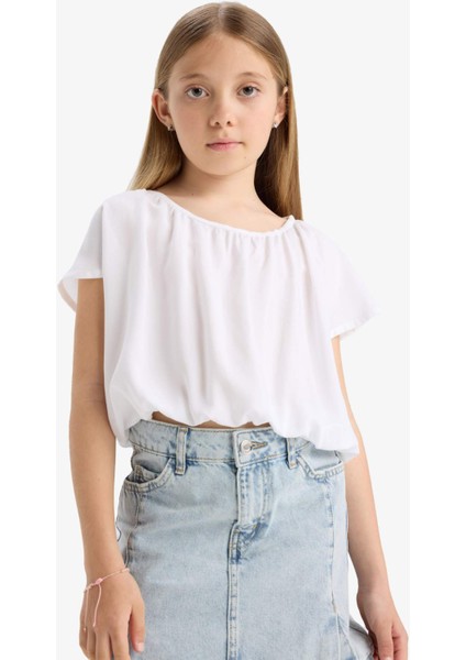 Kız Çocuk Yuvarlak Yaka Kısa Kollu Bluz E6855A825SM
