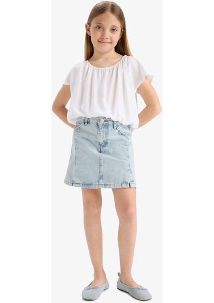 Kız Çocuk Yuvarlak Yaka Kısa Kollu Bluz E6855A825SM