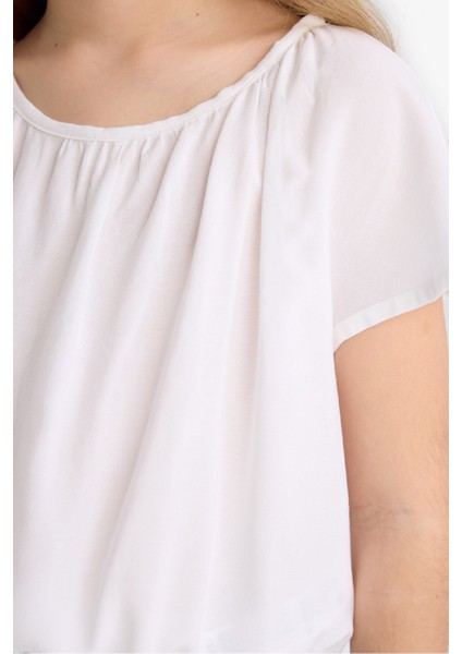 Kız Çocuk Yuvarlak Yaka Kısa Kollu Bluz E6855A825SM