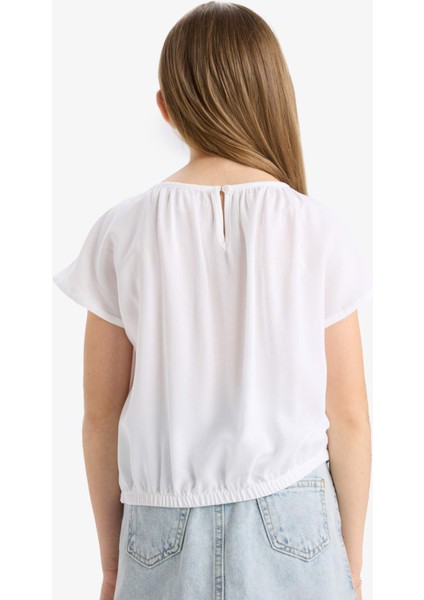 Kız Çocuk Yuvarlak Yaka Kısa Kollu Bluz E6855A825SM