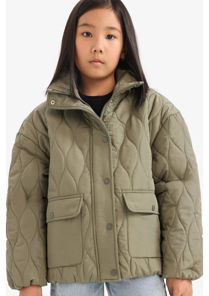 Kız Çocuk Su Geçirmez Kapitoneli Fermuarlı Çıtçıtlı Mont E7039A825AU