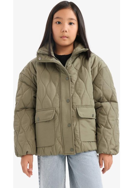 Kız Çocuk Su Geçirmez Kapitoneli Fermuarlı Çıtçıtlı Mont E7039A825AU