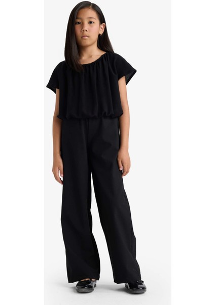 Kız Çocuk Yuvarlak Yaka Kısa Kollu Siyah Bluz E6855A825SM