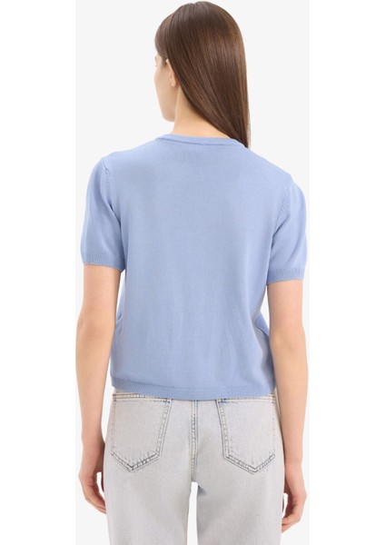 Regular Fit Bisiklet Yaka Basic Düz Triko Hırka E5770AX25SM