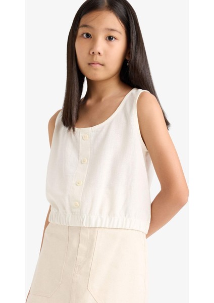 Kız Çocuk Düğmeli Kolsuz Bluz E6547A825SM