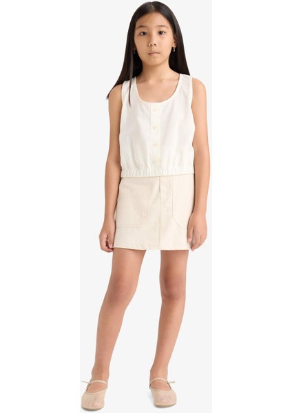 Kız Çocuk Düğmeli Kolsuz Bluz E6547A825SM