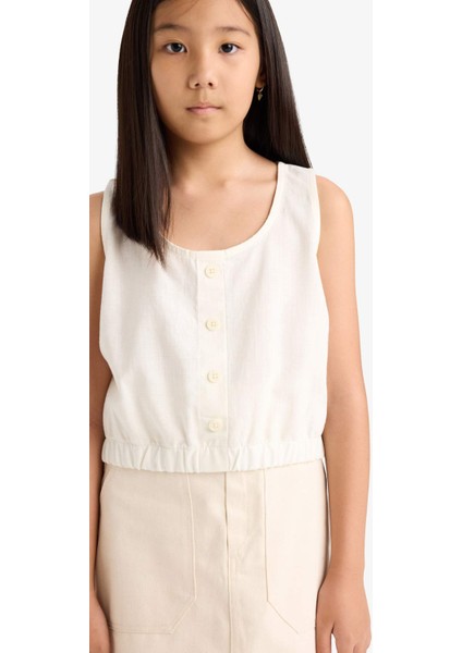 Kız Çocuk Düğmeli Kolsuz Bluz E6547A825SM