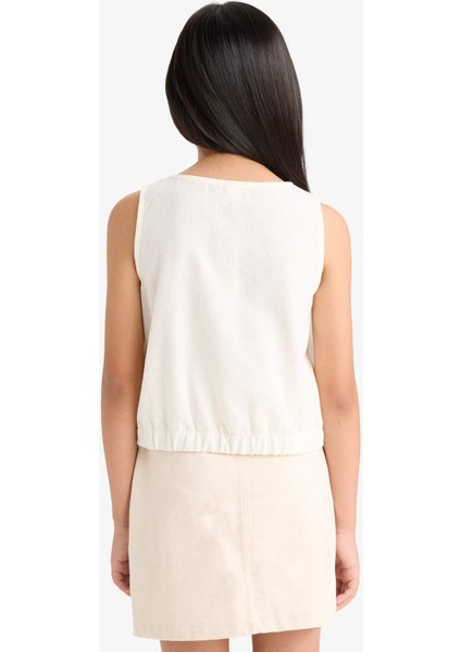 Kız Çocuk Düğmeli Kolsuz Bluz E6547A825SM