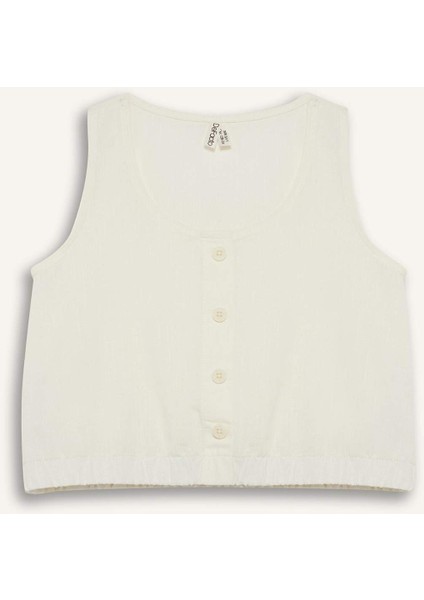 Kız Çocuk Düğmeli Kolsuz Bluz E6547A825SM