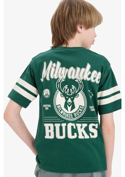 Erkek Çocuk NBA Milwaukee Bucks Bisiklet Yaka Kısa Kollu Tişört E4842A825SM