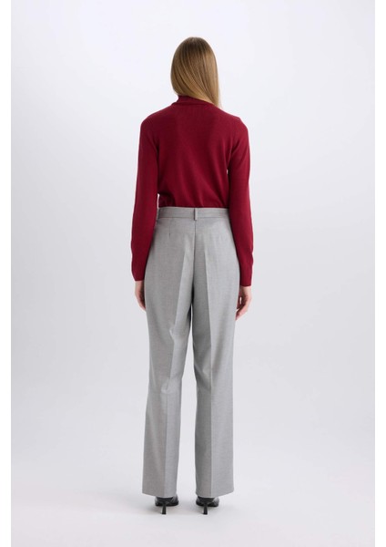 Wide Leg Flanel Kışlık Pantolon Yüksek Bel Geniş Düz Paça Pensli E6127AX24WN