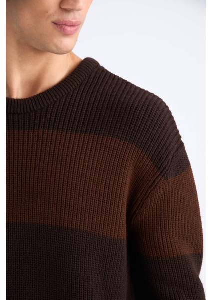 Oversize Geniş Kalıp Bisiklet Yaka Triko Kazak E5372AX24WN