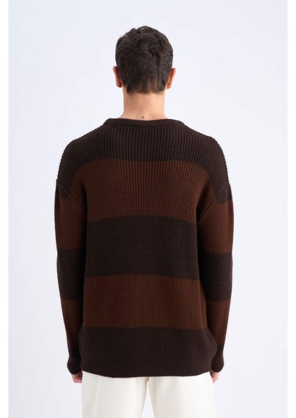 Oversize Geniş Kalıp Bisiklet Yaka Triko Kazak E5372AX24WN