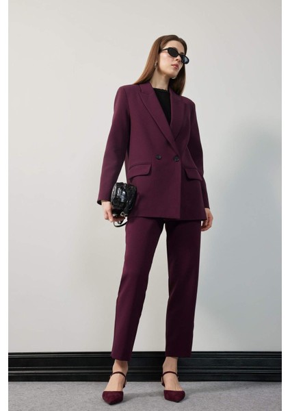 Carrot Fit Crop Klasik Kumaş Pantolon Fermuarlı Yüksek Bel Basic Düz Dar Paça C2466AX25SP