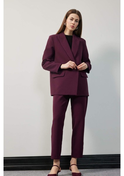 Carrot Fit Crop Klasik Kumaş Pantolon Fermuarlı Yüksek Bel Basic Düz Dar Paça C2466AX25SP