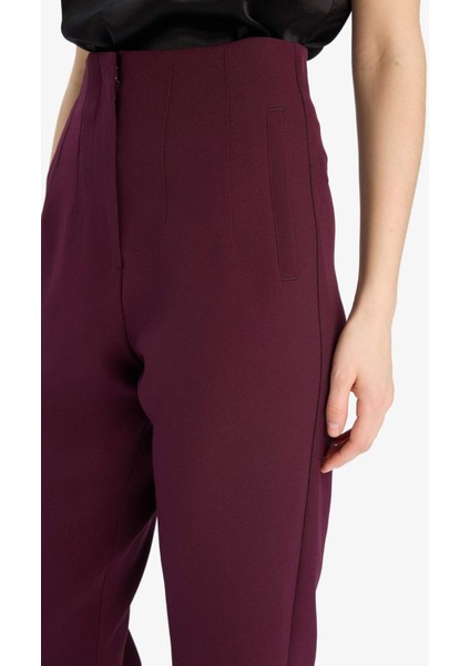 Carrot Fit Crop Klasik Kumaş Pantolon Fermuarlı Yüksek Bel Basic Düz Dar Paça C2466AX25SP