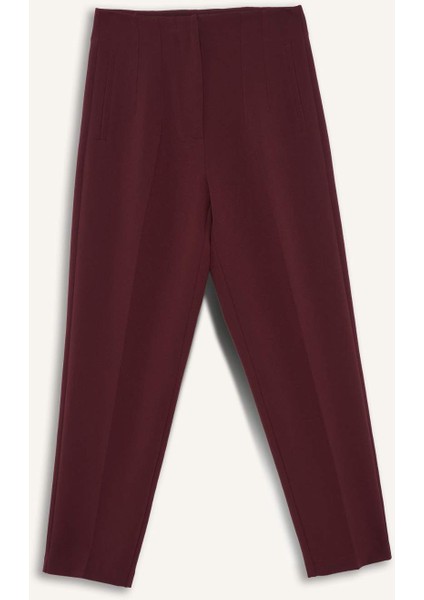 Carrot Fit Crop Klasik Kumaş Pantolon Fermuarlı Yüksek Bel Basic Düz Dar Paça C2466AX25SP