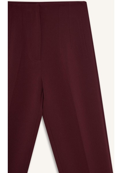 Carrot Fit Crop Klasik Kumaş Pantolon Fermuarlı Yüksek Bel Basic Düz Dar Paça C2466AX25SP