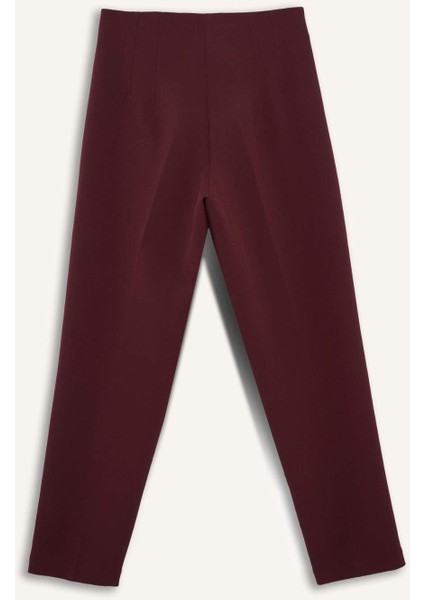 Carrot Fit Crop Klasik Kumaş Pantolon Fermuarlı Yüksek Bel Basic Düz Dar Paça C2466AX25SP