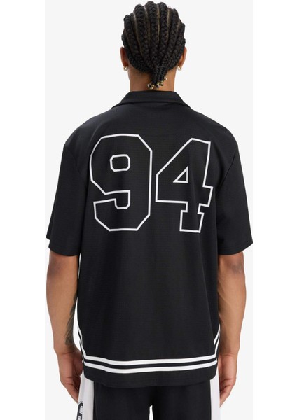 Hızlı Kuruyan Oversize Geniş Kalıp Bisiklet Yaka Sırt Baskılı Sporcu Kısa Kollu Tişört E4126AX25SM