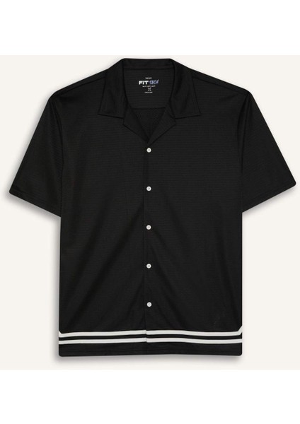 Hızlı Kuruyan Oversize Geniş Kalıp Bisiklet Yaka Sırt Baskılı Sporcu Kısa Kollu Tişört E4126AX25SM