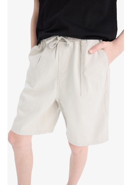 Erkek Çocuk Beli Lastikli Cepli Gabardin Şort E7333A825HS
