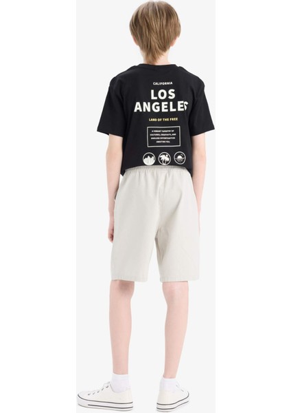 Erkek Çocuk Beli Lastikli Cepli Gabardin Şort E7333A825HS