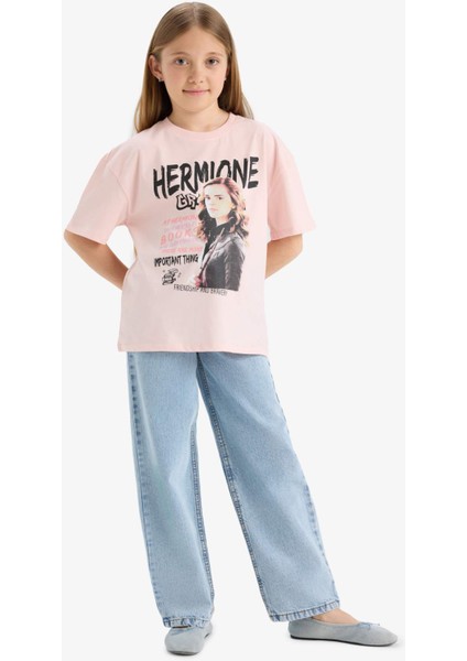 Kız Çocuk Harry Potter Oversize Geniş Kalıp Bisiklet Yaka Kısa Kollu Tişört E4412A825SM