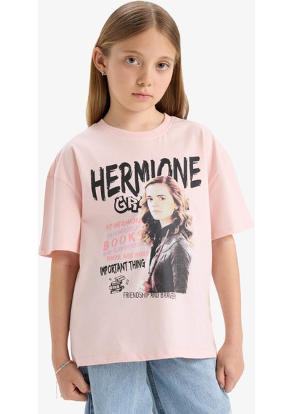 Kız Çocuk Harry Potter Oversize Geniş Kalıp Bisiklet Yaka Kısa Kollu Tişört E4412A825SM