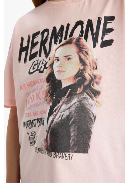 Kız Çocuk Harry Potter Oversize Geniş Kalıp Bisiklet Yaka Kısa Kollu Tişört E4412A825SM