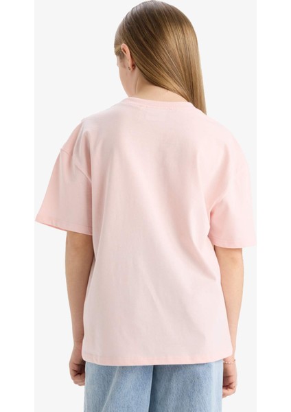 Kız Çocuk Harry Potter Oversize Geniş Kalıp Bisiklet Yaka Kısa Kollu Tişört E4412A825SM