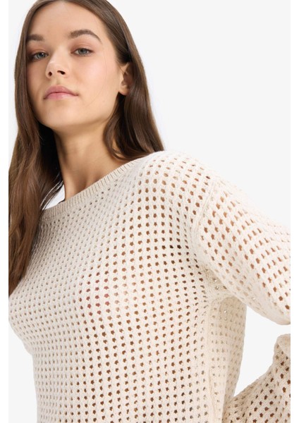 Regular Fit Bisiklet Yaka Kroşe Triko Kazak T4513AZ25SP