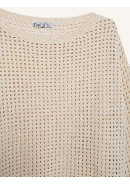 Regular Fit Bisiklet Yaka Kroşe Triko Kazak T4513AZ25SP